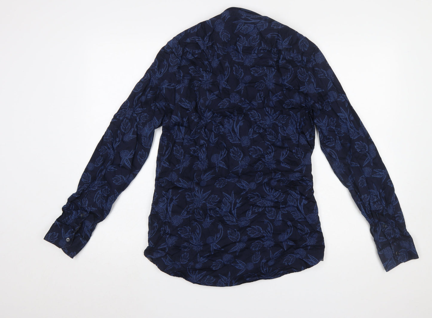 Ted Baker Men's Blue Floral Long Sleeve Cotton Slim Fit Shirt Size M