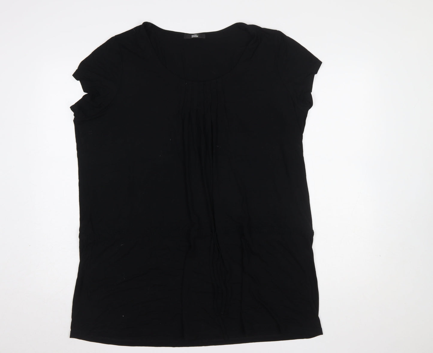 Marks and Spencer Women's Black Viscose Stretch Short Sleeve Blouse UK 24
