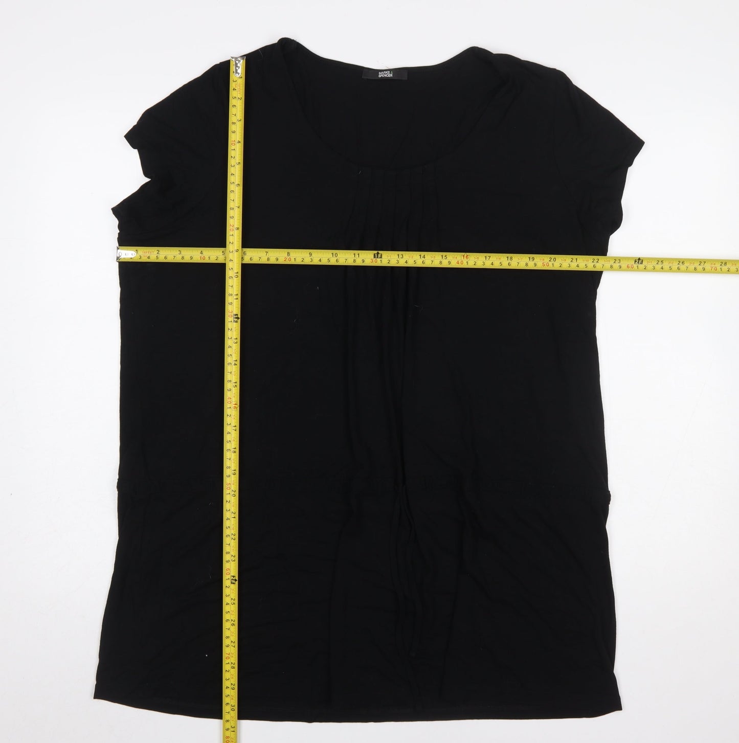 Marks and Spencer Women's Black Viscose Stretch Short Sleeve Blouse UK 24