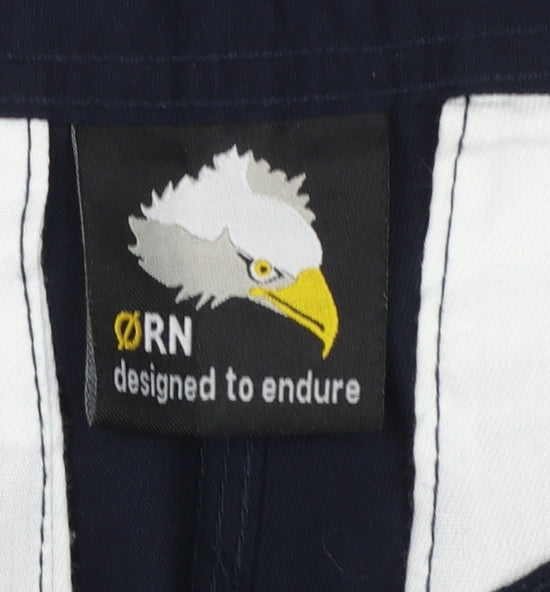 ORN Mens Navy Cargo Workwear Trousers Size 32R Reflective Polyester Cotton