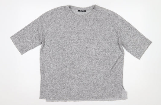 Zara Trafaluc Women Grey Short Sleeve Relaxed Fit Basic T-Shirt S