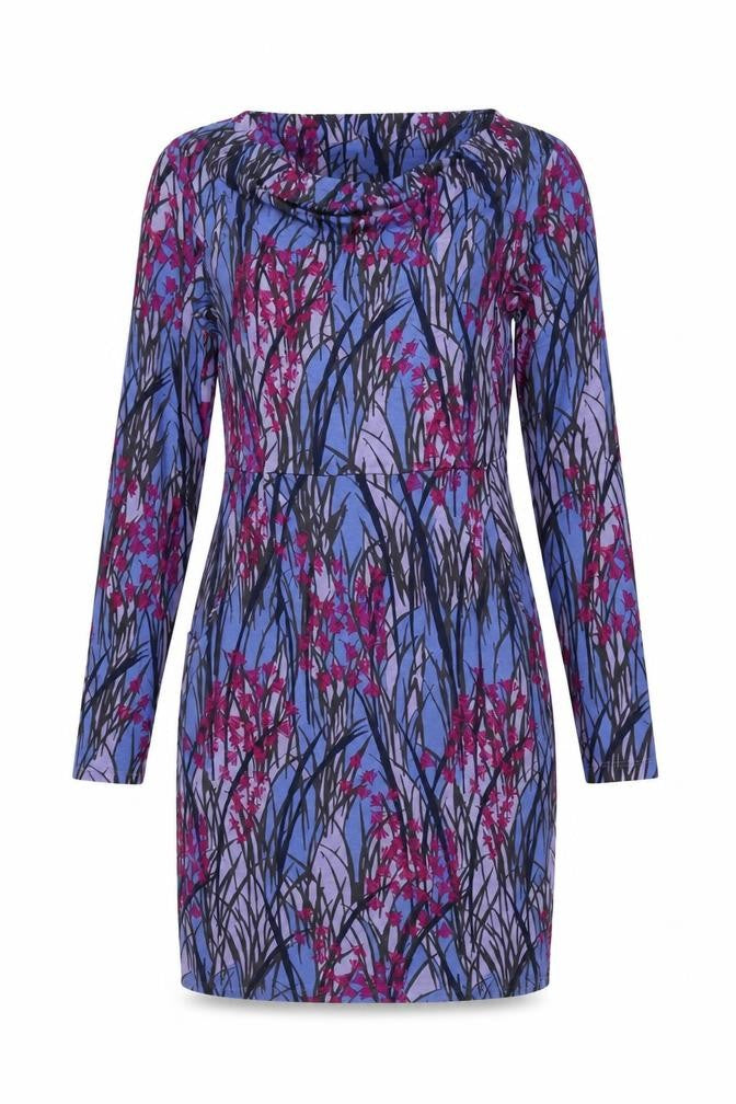 White Stuff Women’s Blue Floral Cowl Neck Jersey Shift Dress Size 10
