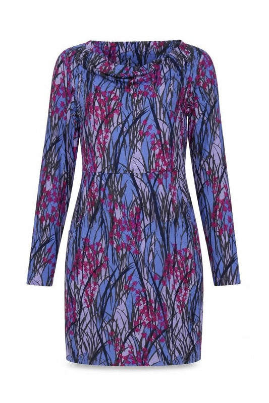 White Stuff Women’s Blue Floral Cowl Neck Jersey Shift Dress Size 10