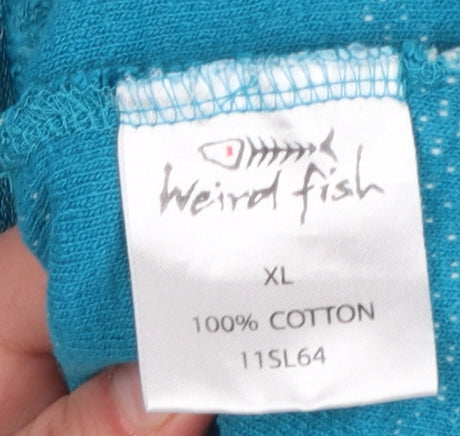 Weird Fish Womens Blue Striped 1/4 Zip Cotton Pullover Sweatshirt XL