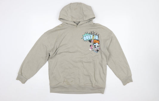 Marks and Spencer Boys Beige Graphic Pullover Hoodie 12 Years Cotton Blend