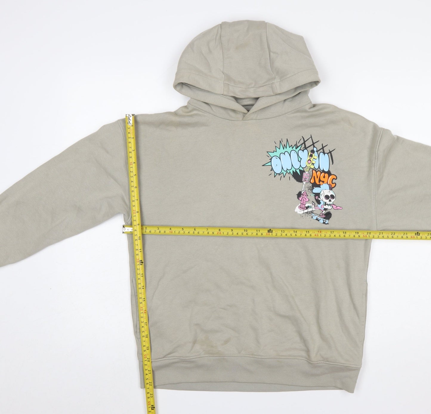 Marks and Spencer Boys Beige Graphic Pullover Hoodie 12 Years Cotton Blend