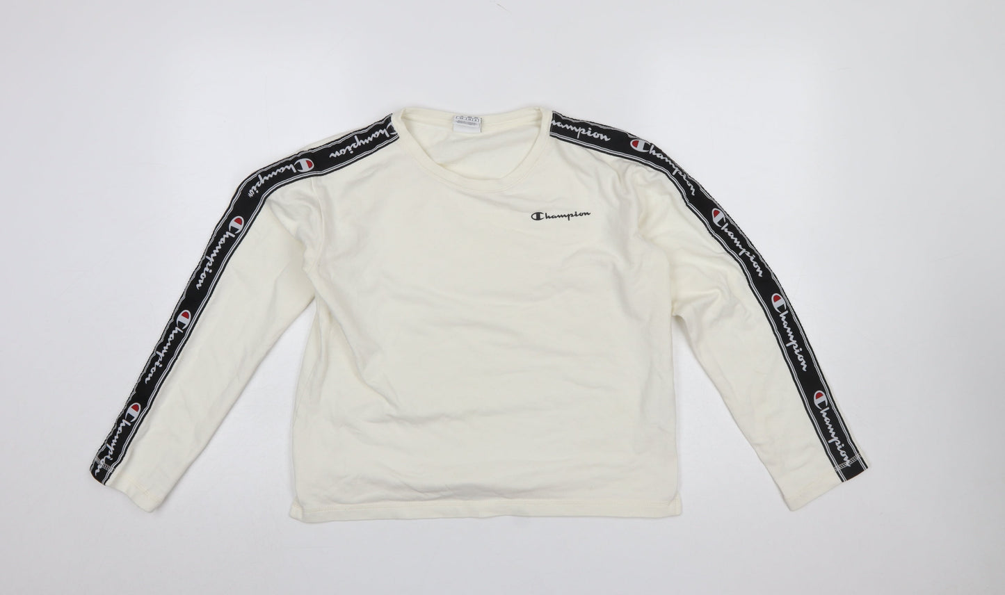 Champion Women's Ivory Long Sleeve Crew Neck Jersey Top Size S