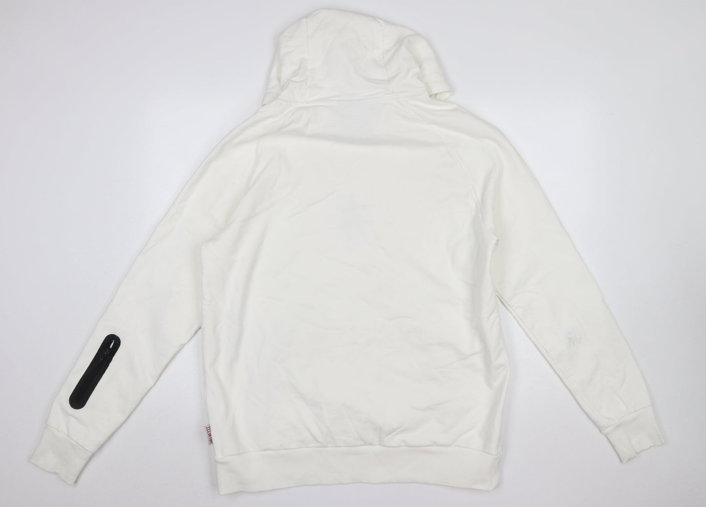 IHTEVEL Men White Pullover Hoodie M Cotton Graphic Fleece Sweatshirt
