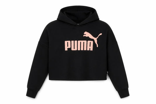 Puma Girls Black Logo Pullover Hoodie Size L Cotton Blend Fleece