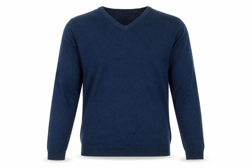 Next Men's Blue V-Neck Pullover Jumper Medium Cotton Blend
