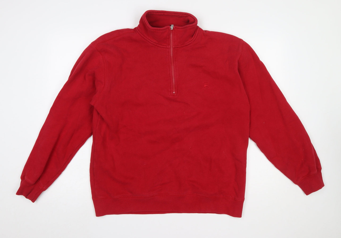 Fila Mens Red 1/2 Zip Pullover Fleece Sweatshirt Size M