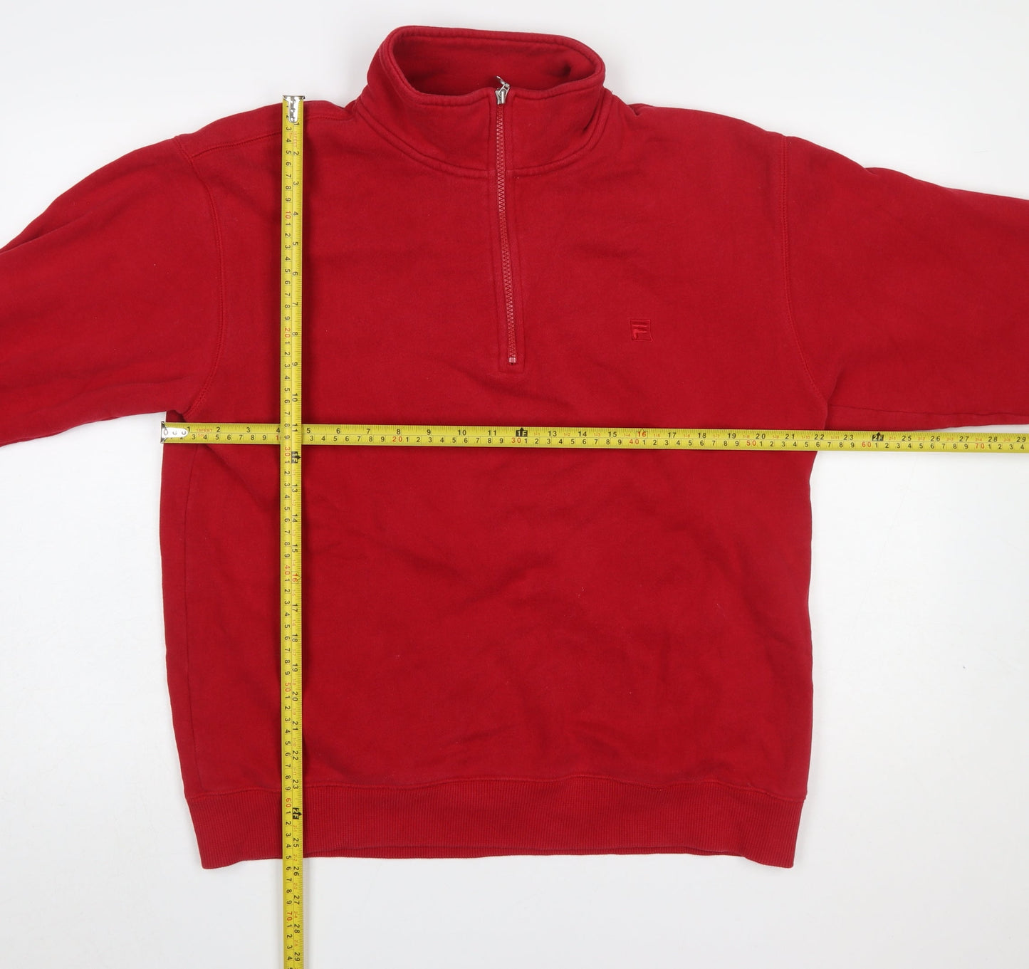 Fila Mens Red 1/2 Zip Pullover Fleece Sweatshirt Size M