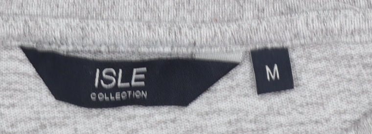 Isle Collection Women's Grey Floral Pullover Jumper M Regular Fit