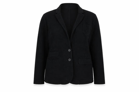 Whistles Women Black Cotton Two-Button Blazer Jacket UK 16