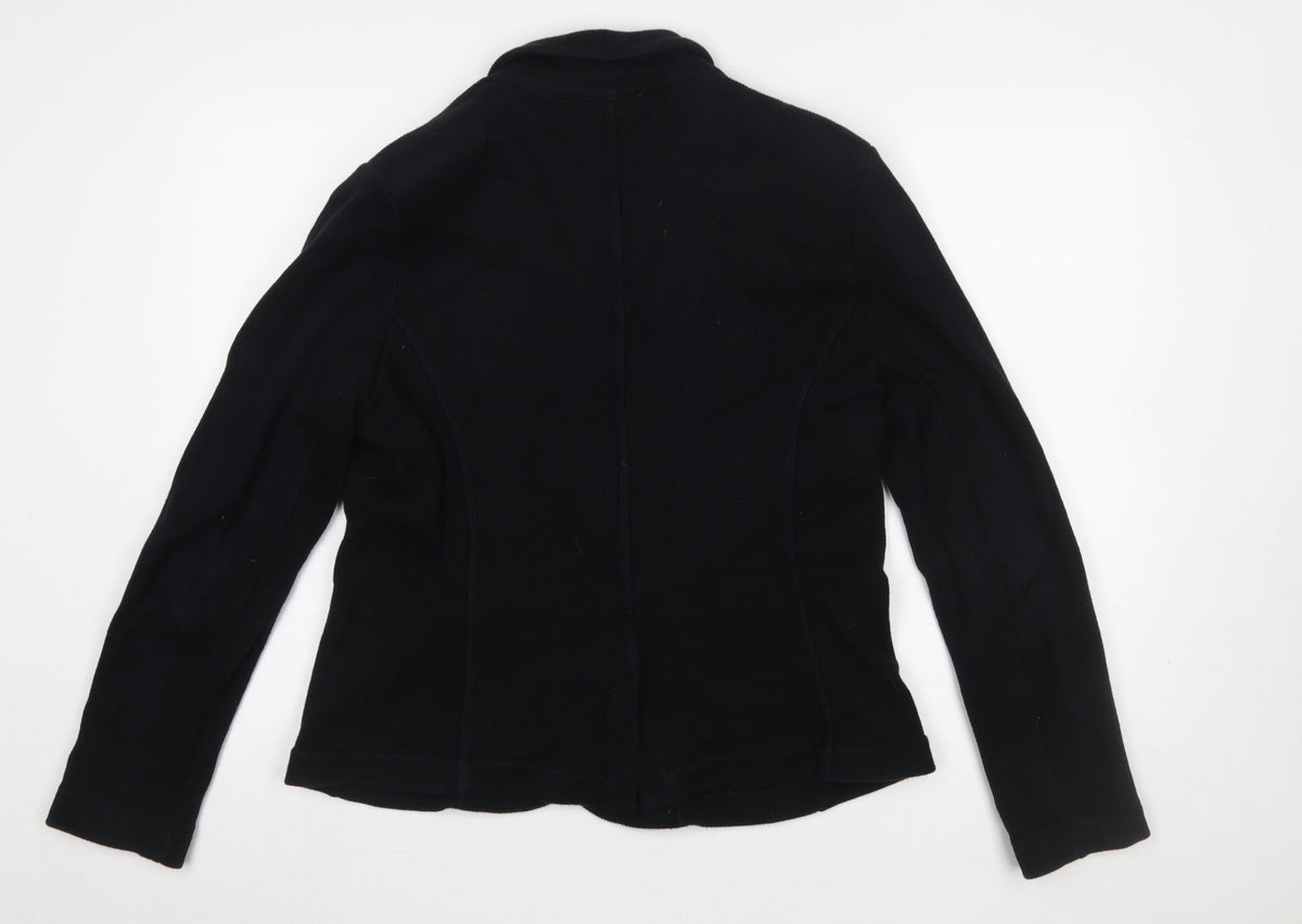 Whistles Women Black Cotton Two-Button Blazer Jacket UK 16