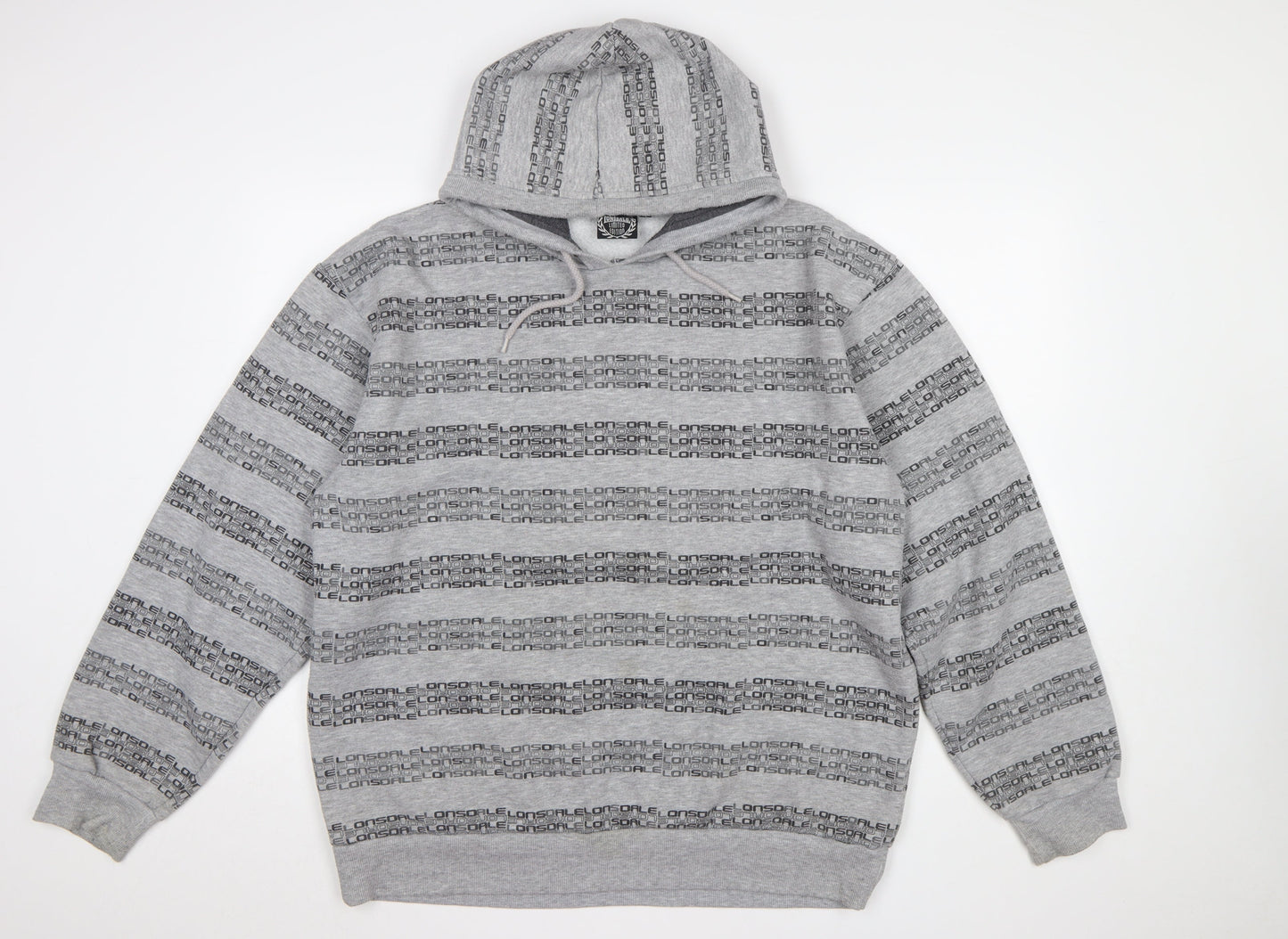 Lonsdale Men’s Grey XL Pullover Hoodie Sports Logo Print
