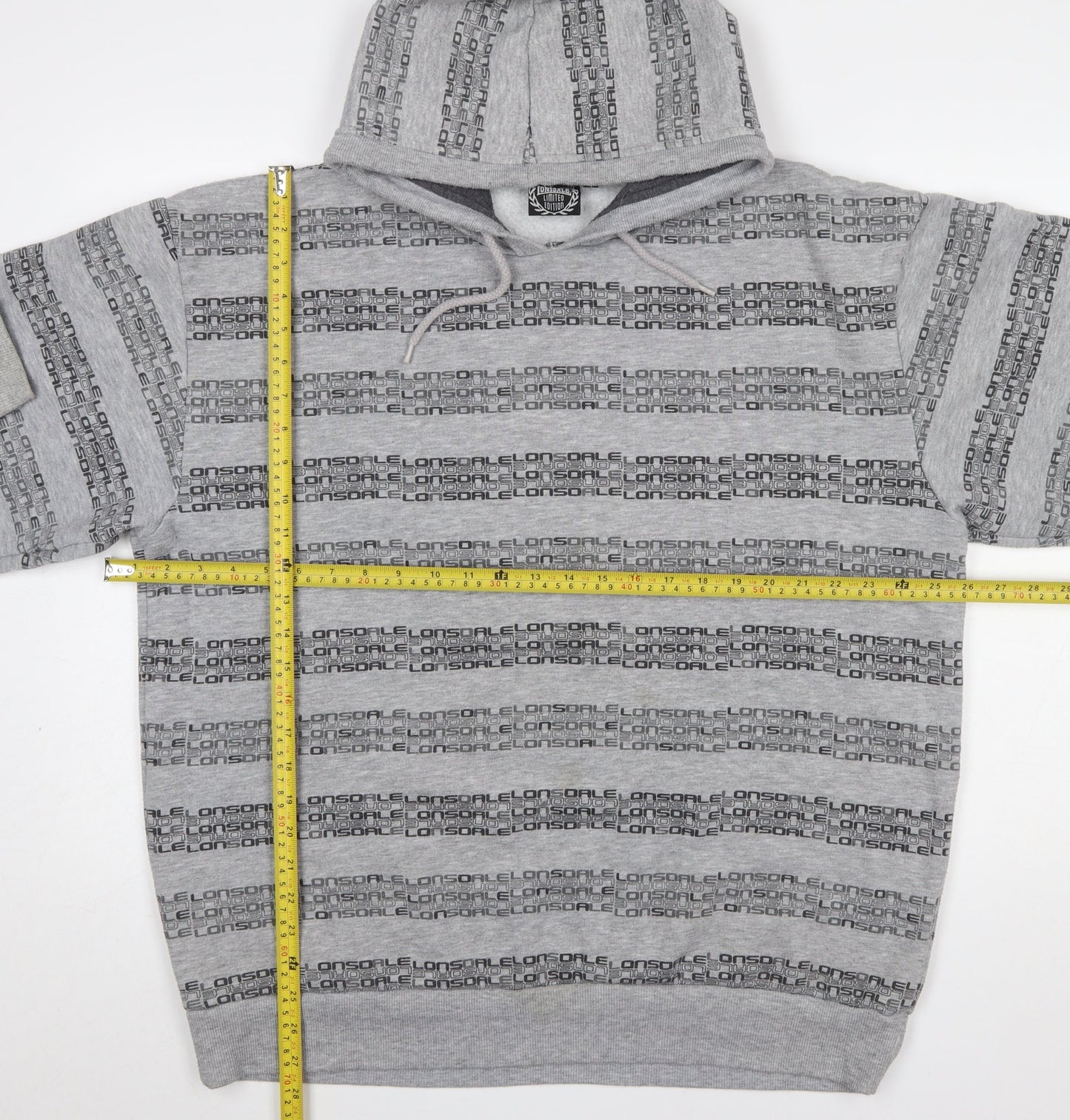 Lonsdale Men’s Grey XL Pullover Hoodie Sports Logo Print