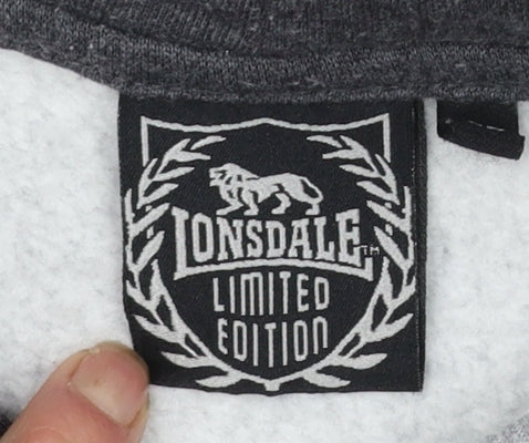 Lonsdale Men’s Grey XL Pullover Hoodie Sports Logo Print
