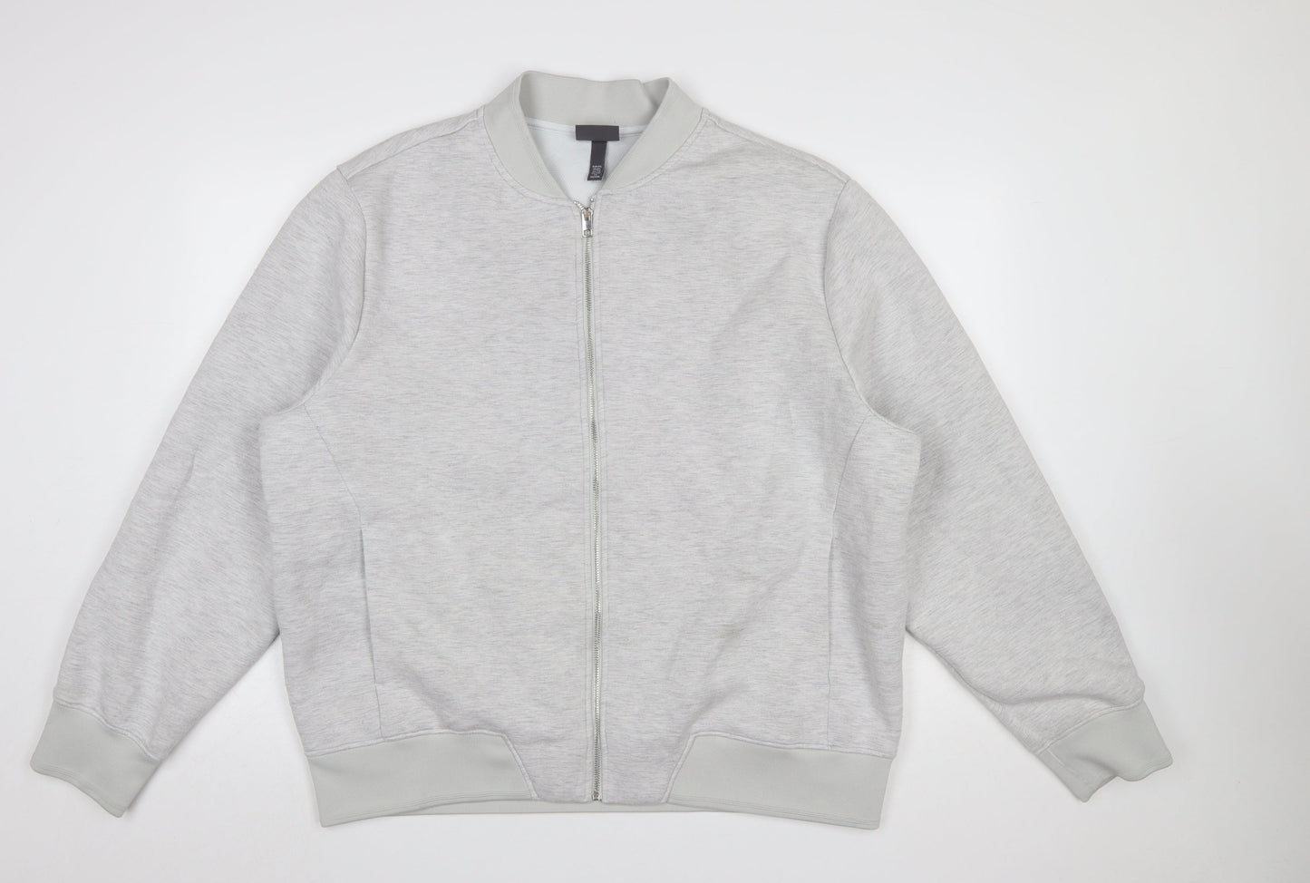 H&M Men’s Grey Full Zip Sweatshirt 2XL Regular Fit Lightweight
