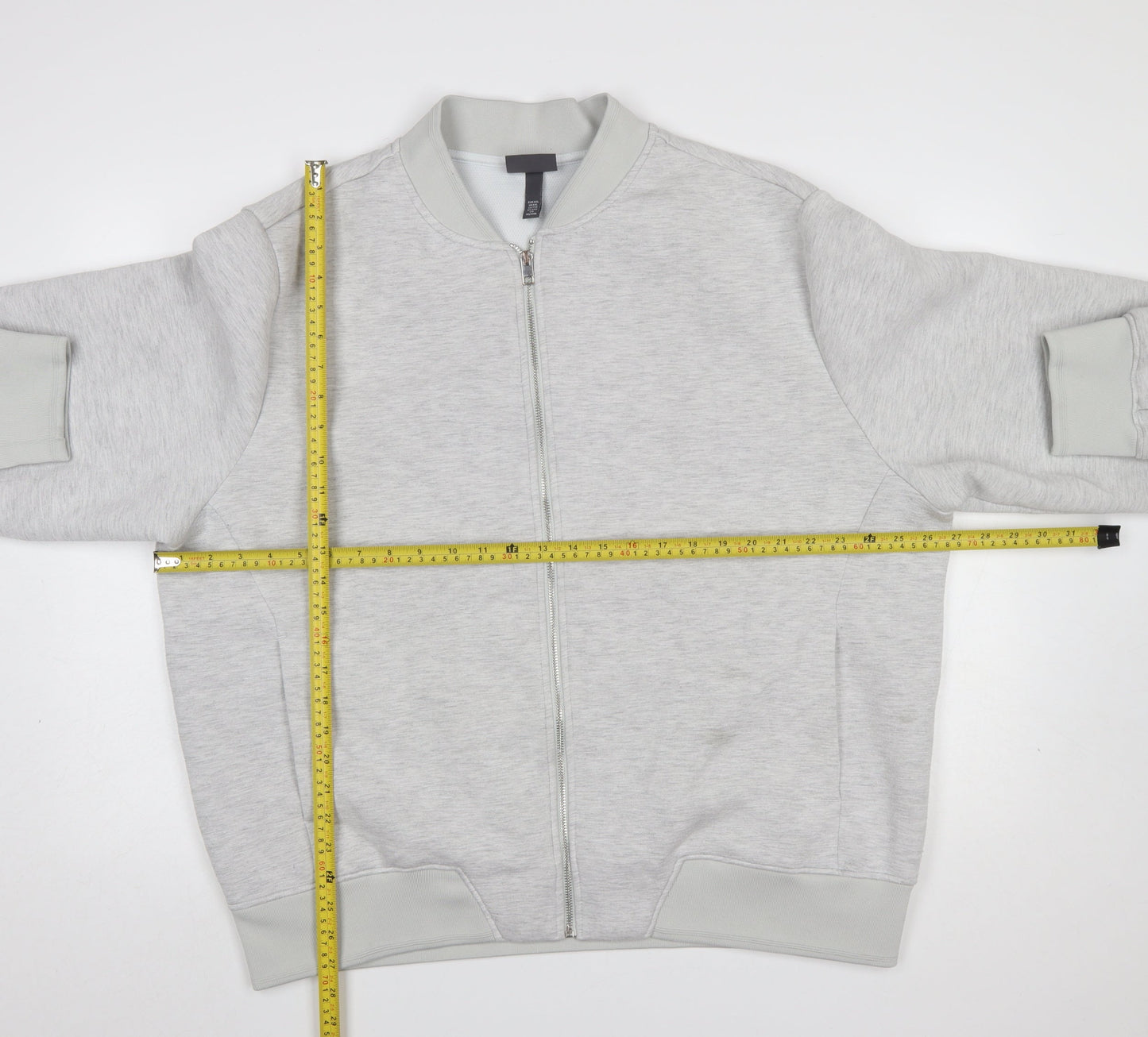 H&M Men’s Grey Full Zip Sweatshirt 2XL Regular Fit Lightweight