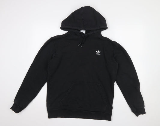 adidas Men Black Pullover Hoodie M Regular Fit Cotton Sportswear
