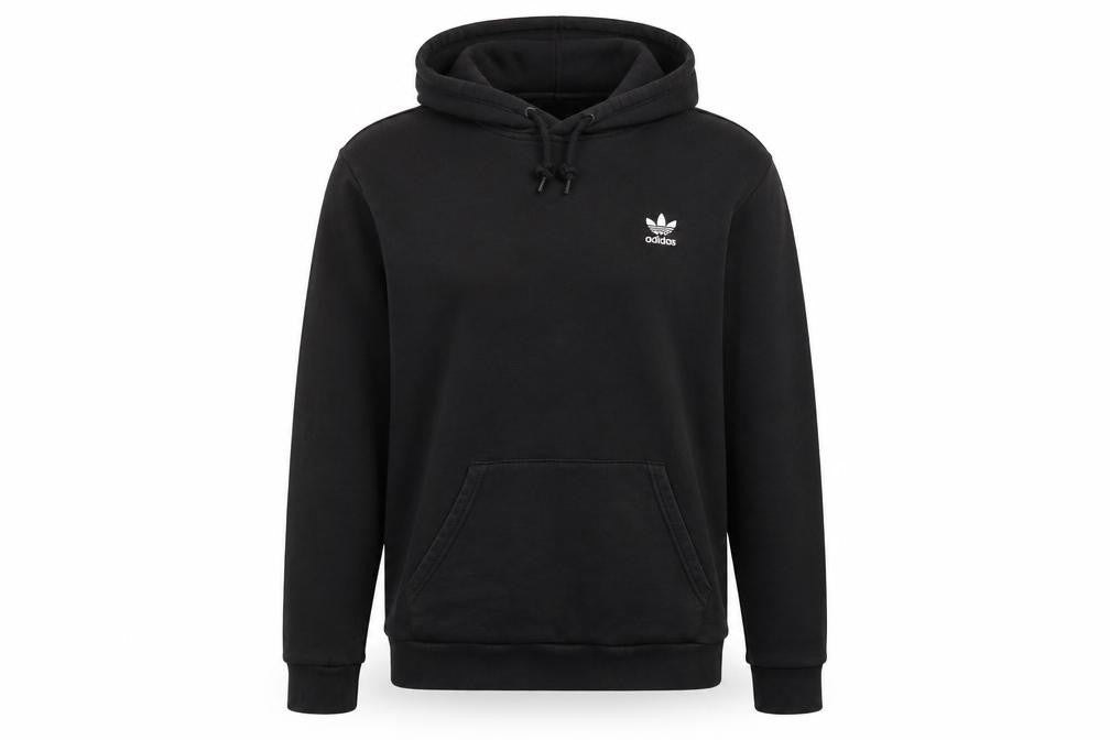 adidas Men Black Pullover Hoodie M Regular Fit Cotton Sportswear