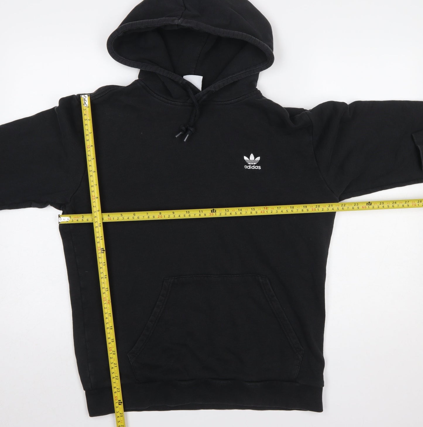 adidas Men Black Pullover Hoodie M Regular Fit Cotton Sportswear