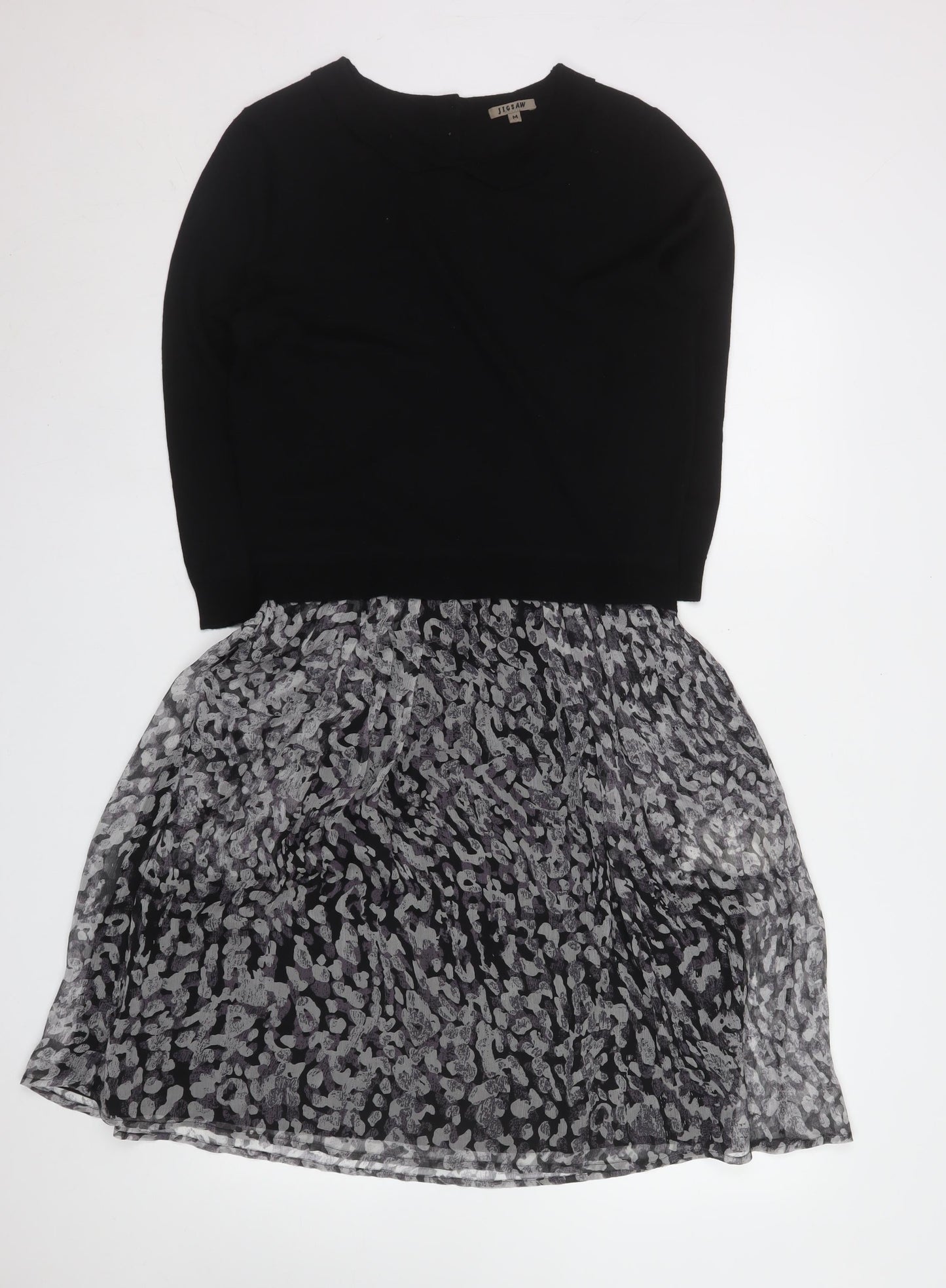 Jigsaw Women’s Black Knee Length Fit & Flare Wool Silk Dress M