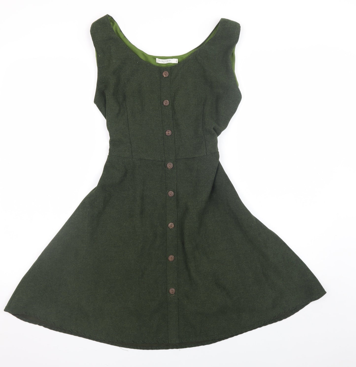 Goldkid London Womens Green A-Line Sleeveless Belted Dress M