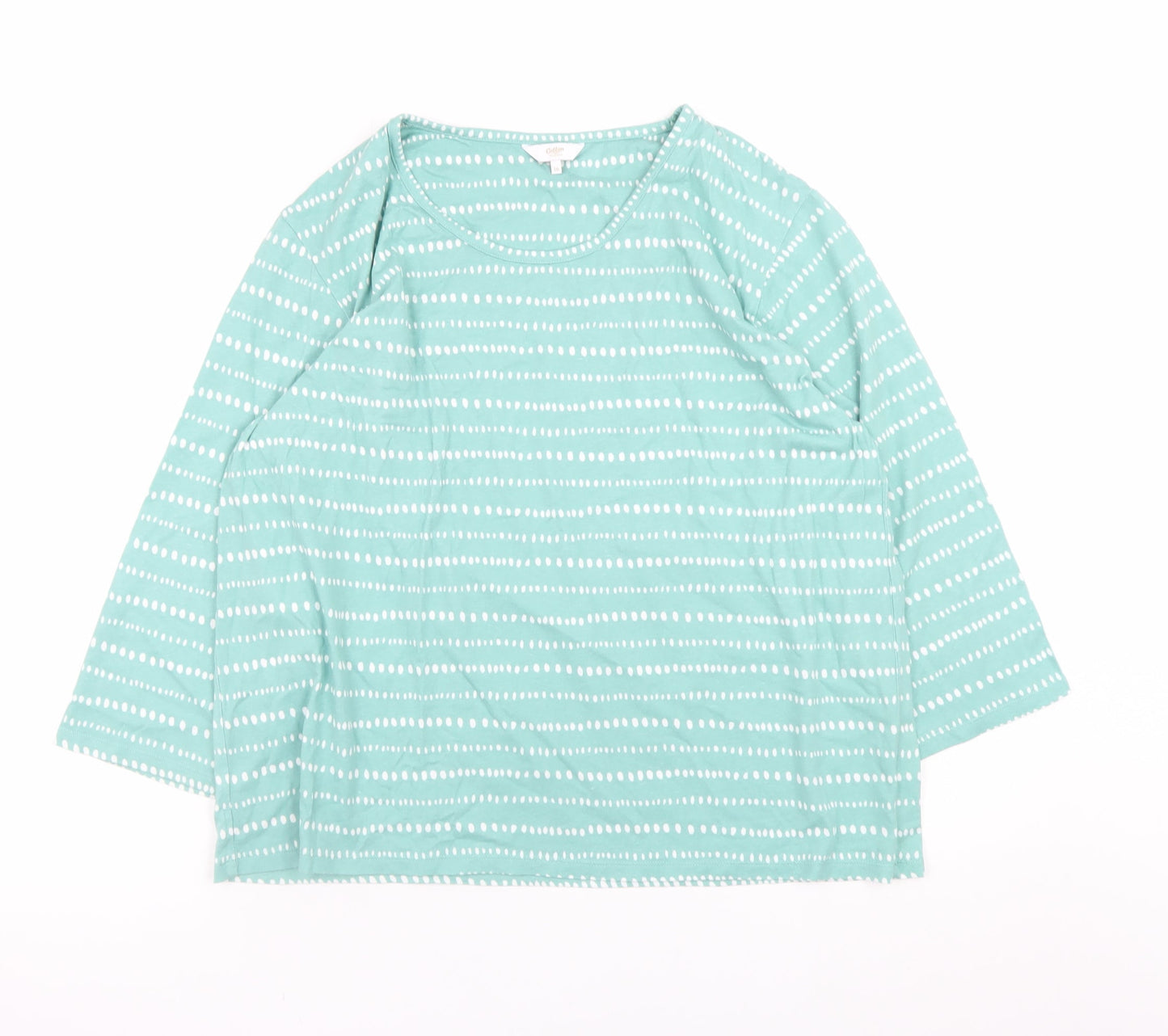 Cotton Traders Womens Green 3/4 Sleeve Cotton Jersey T-Shirt Size 16