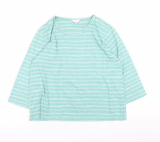 Cotton Traders Womens Green 3/4 Sleeve Cotton Jersey T-Shirt Size 16