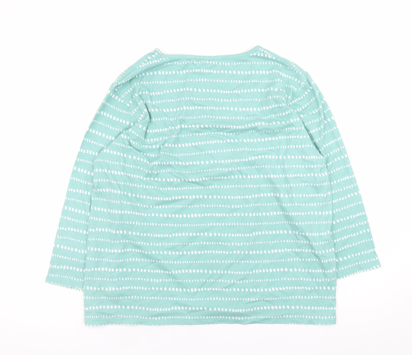 Cotton Traders Womens Green 3/4 Sleeve Cotton Jersey T-Shirt Size 16