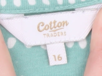Cotton Traders Womens Green 3/4 Sleeve Cotton Jersey T-Shirt Size 16