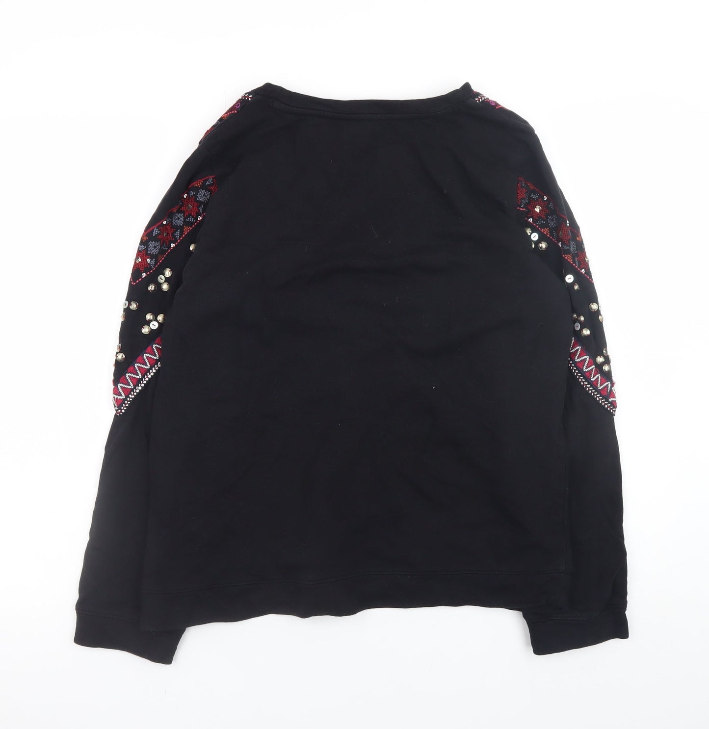 Monsoon Women’s Black Bohemian Beaded Cotton Jumper Size 14