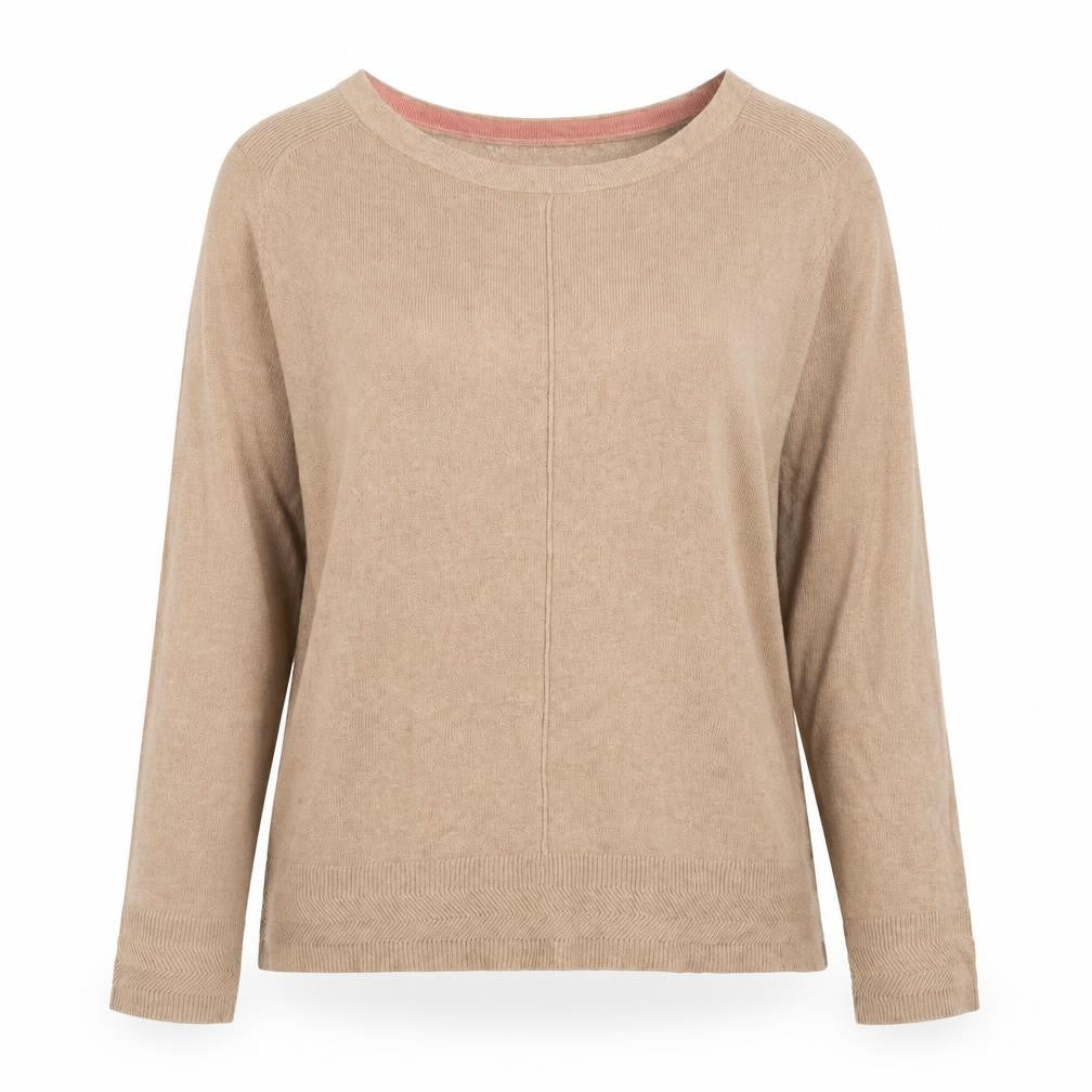 White Stuff Women’s Beige Crew Neck Cotton Merino Wool Jumper Size 12