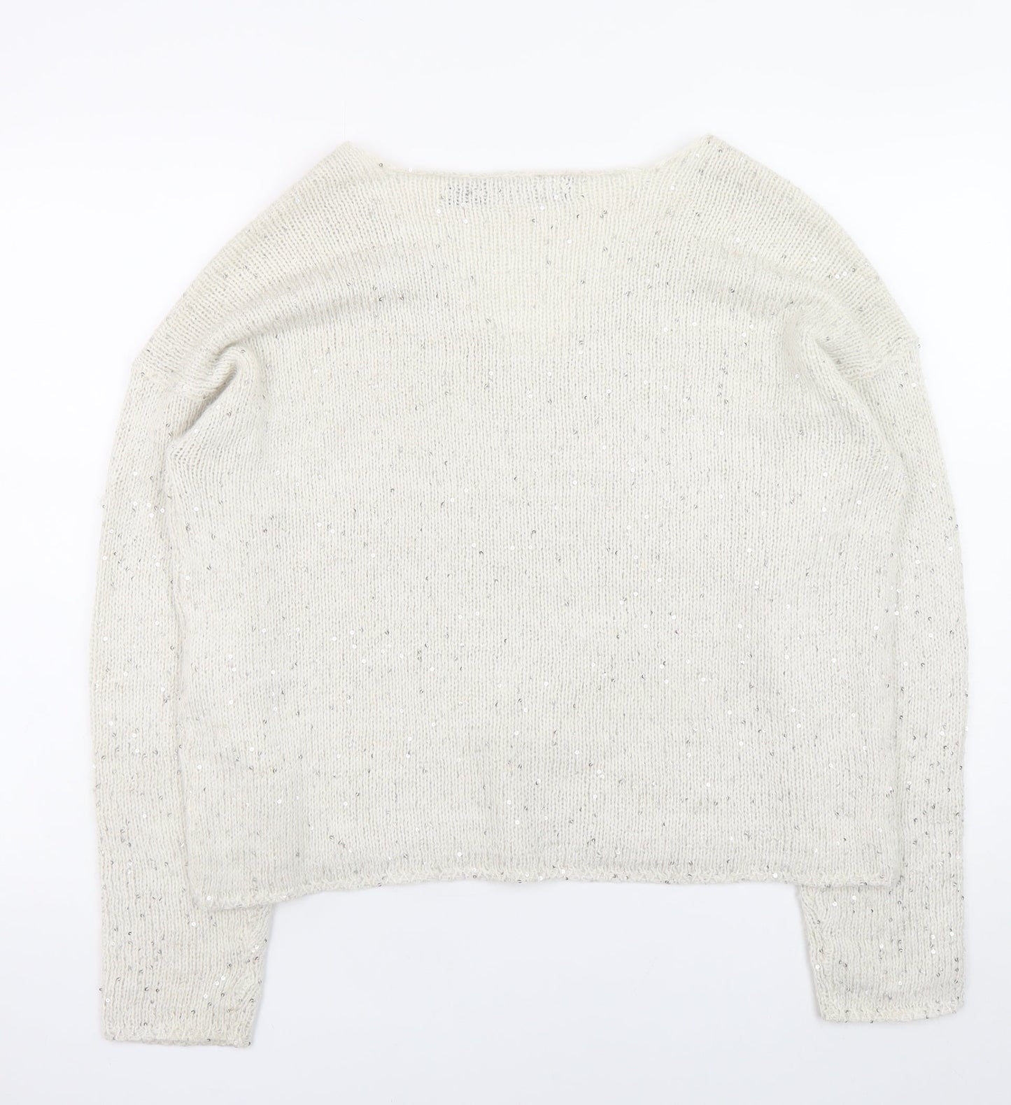 Vero Moda Women’s Ivory Sequin Knit V-Neck Jumper XL