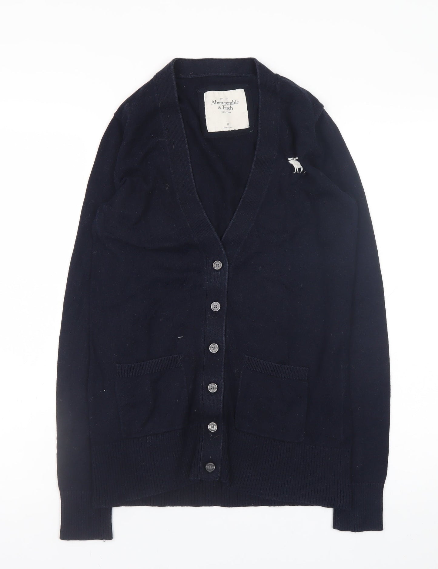 Abercrombie & Fitch Women's Black Cotton Blend V-Neck Cardigan Size M