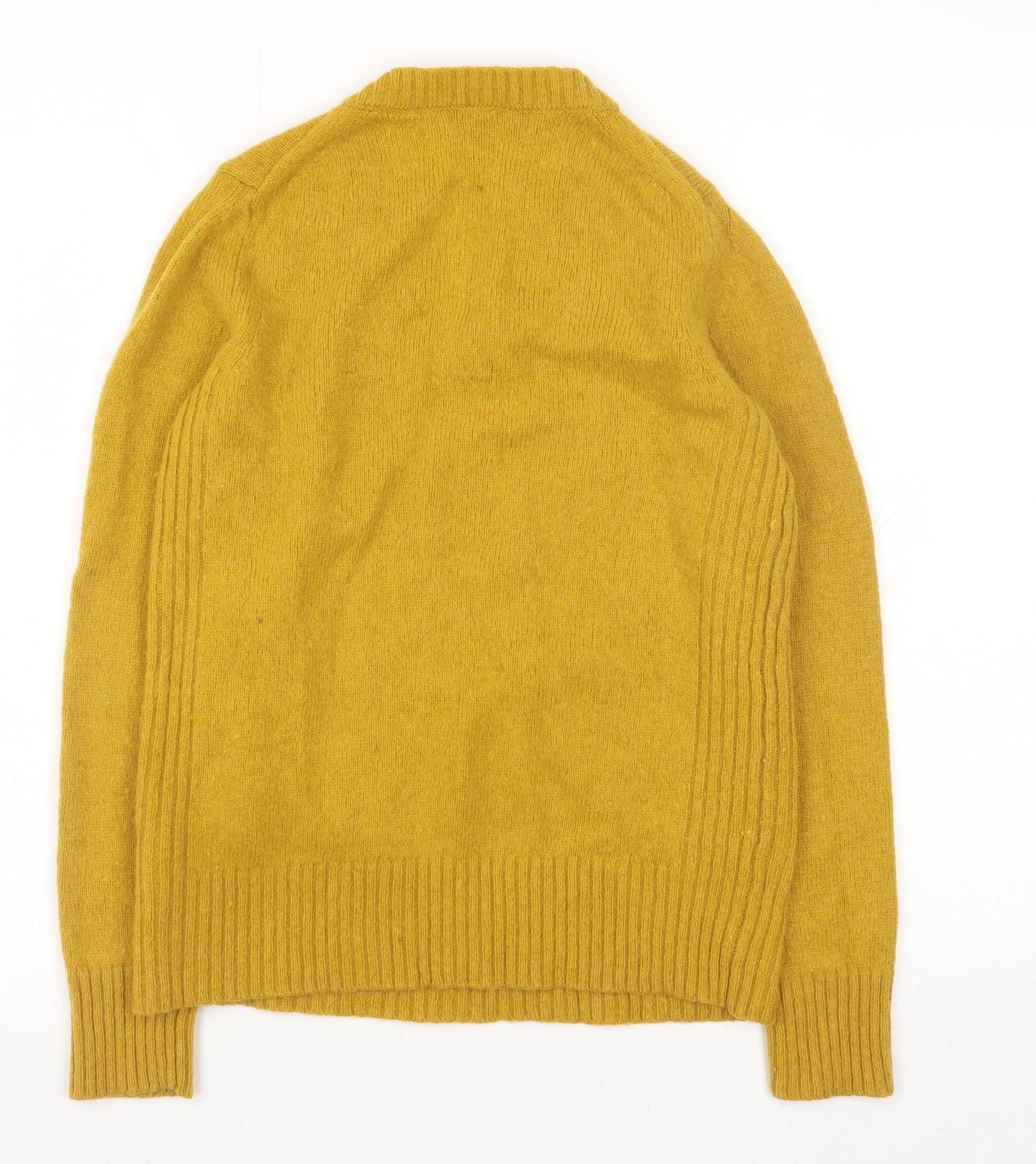 Marks and Spencer Women's Yellow Lambswool V-Neck Jumper Size 8