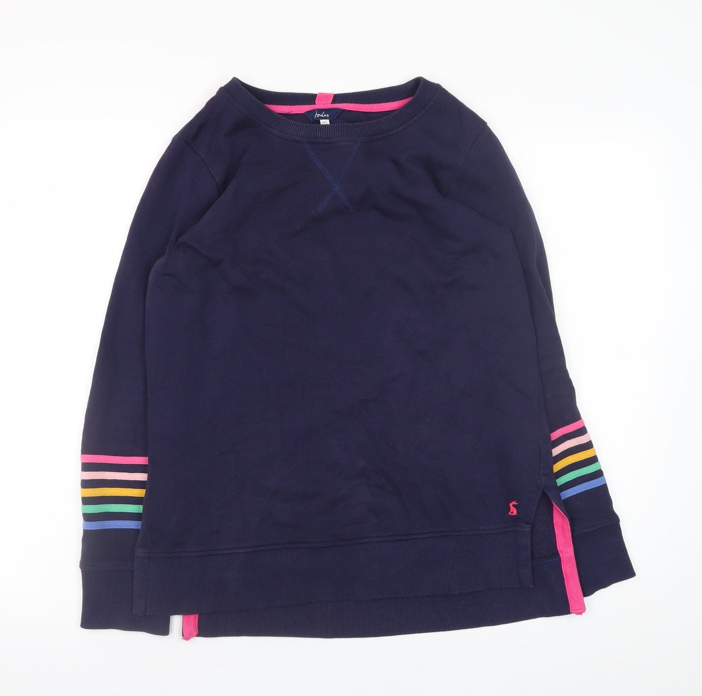 Joules Women's Blue Rainbow Stripe Cotton Pullover Jumper UK 6