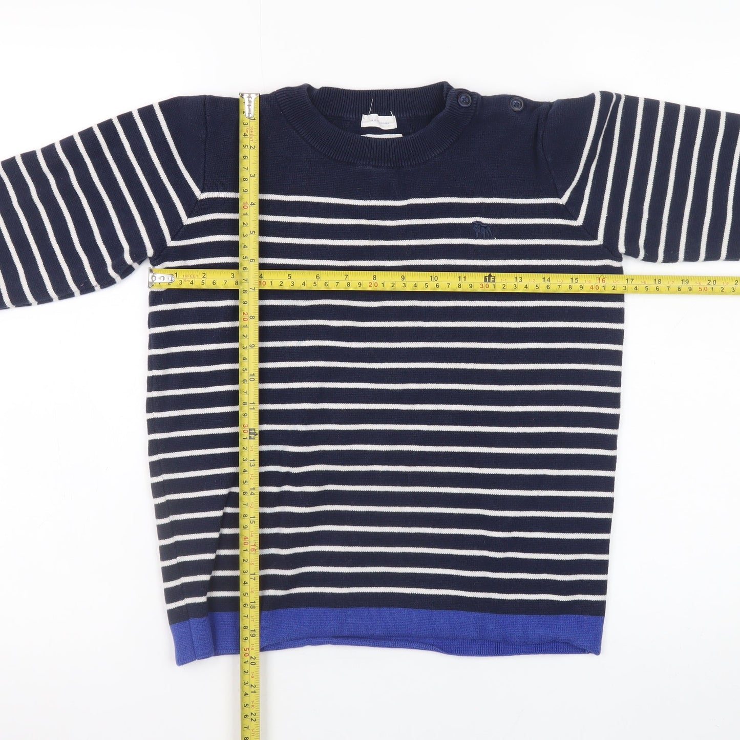 Jasper Conran Boys Navy Stripe Cotton Jumper 12-13 Years Crew Neck