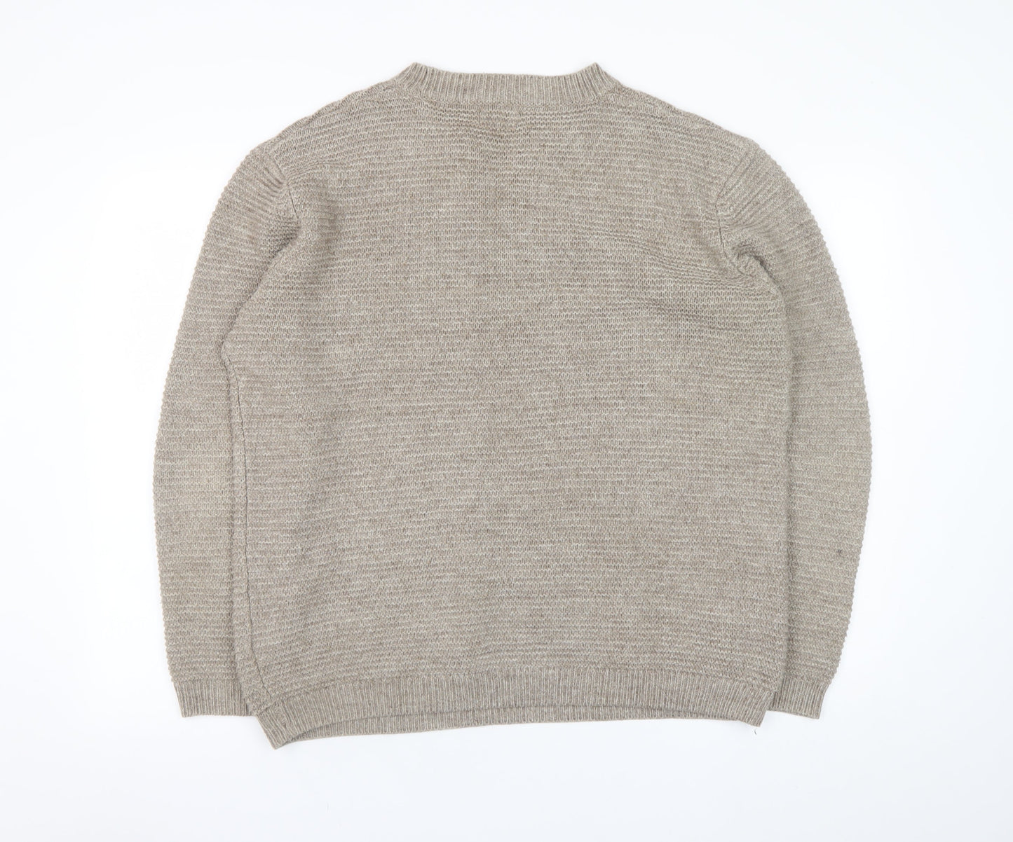 Next Men’s Beige Wool Acrylic Crew Neck Pullover Jumper Size L