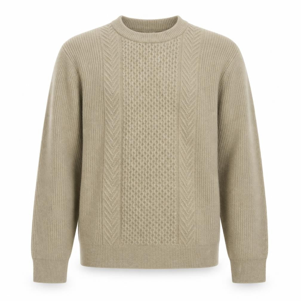 Marks & Spencer Men Beige Wool Blend Cable-Knit Jumper L