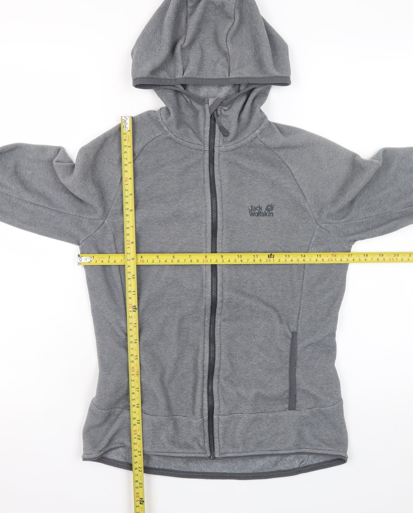 Jack Wolfskin Unisex Grey Full Zip Hoodie Size S Lightweight Outdoor