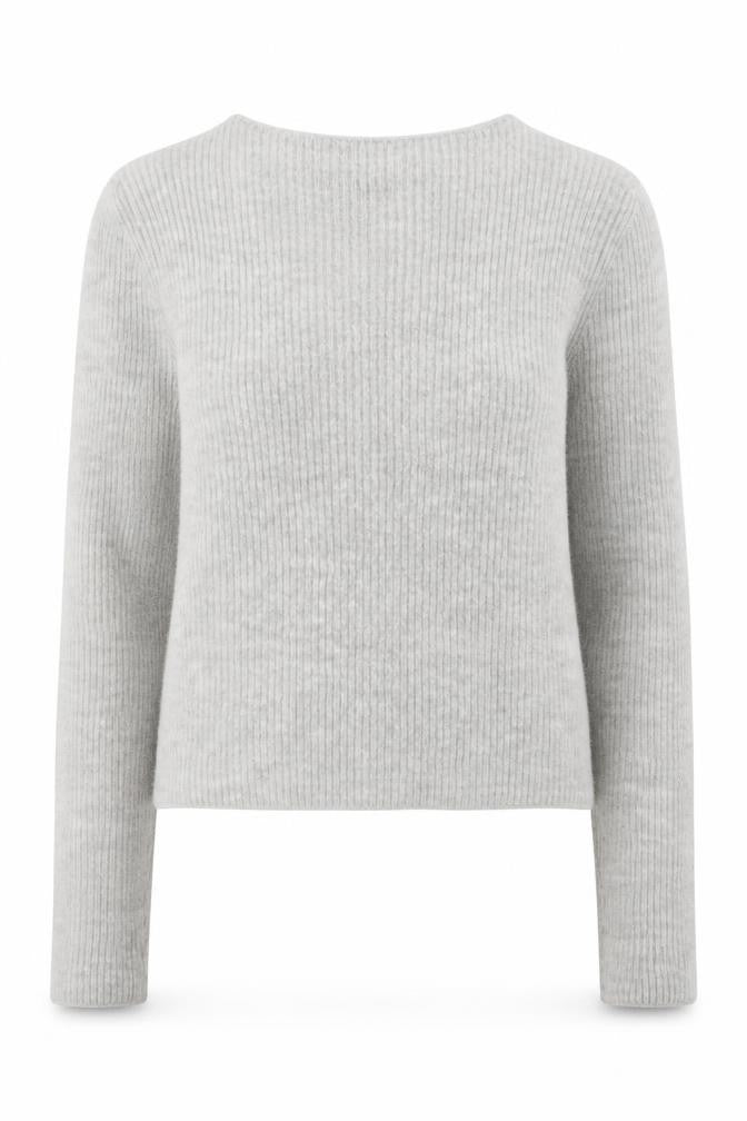 MNG Womens Grey Ribbed Knit Crew Neck Pullover Jumper XS