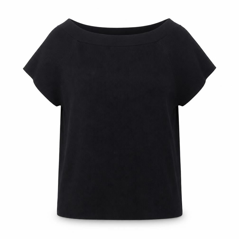 Nine & Company Women’s Black XL Boat Neck Short Sleeve Pullover Jumper