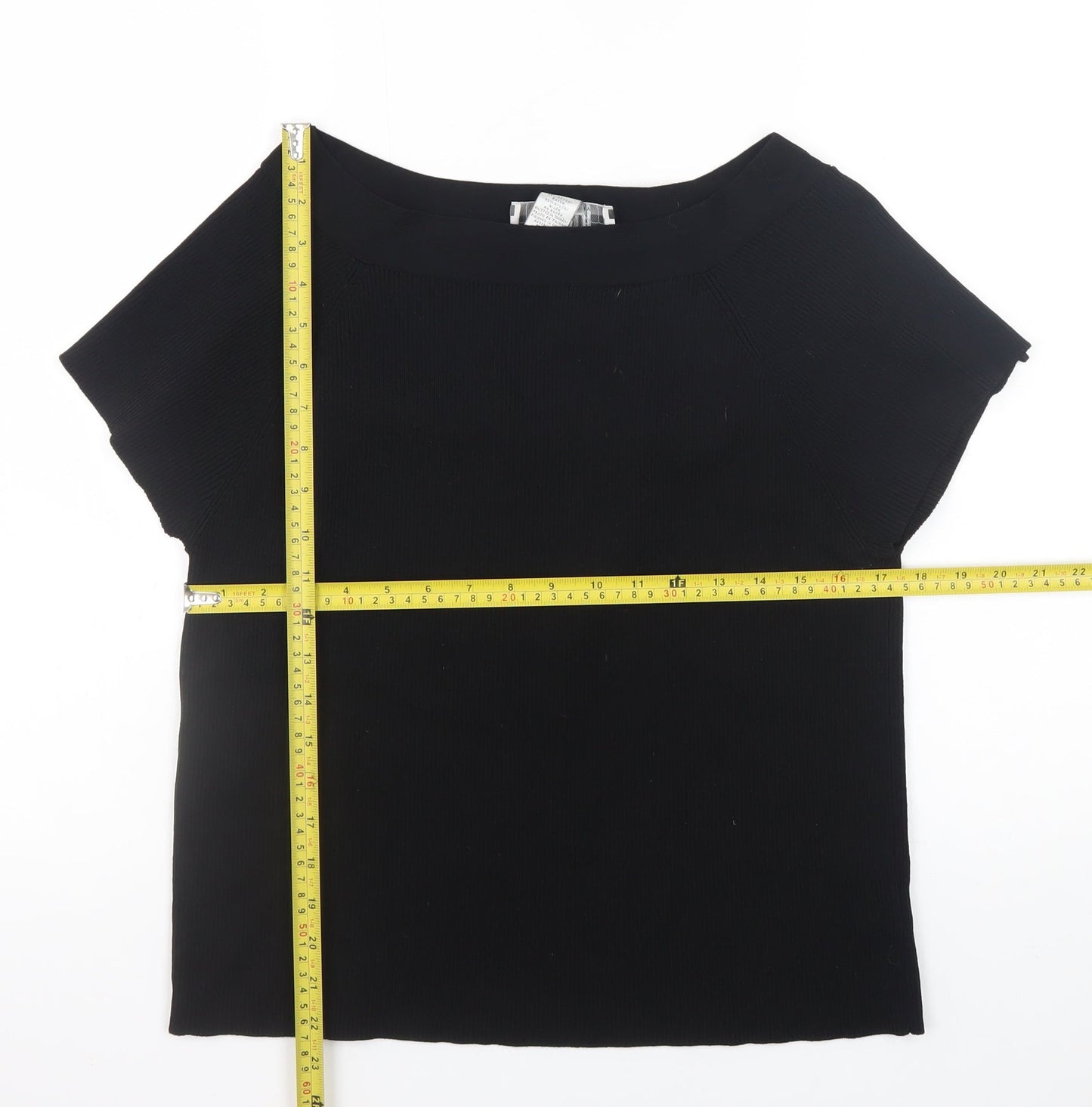 Nine & Company Women’s Black XL Boat Neck Short Sleeve Pullover Jumper