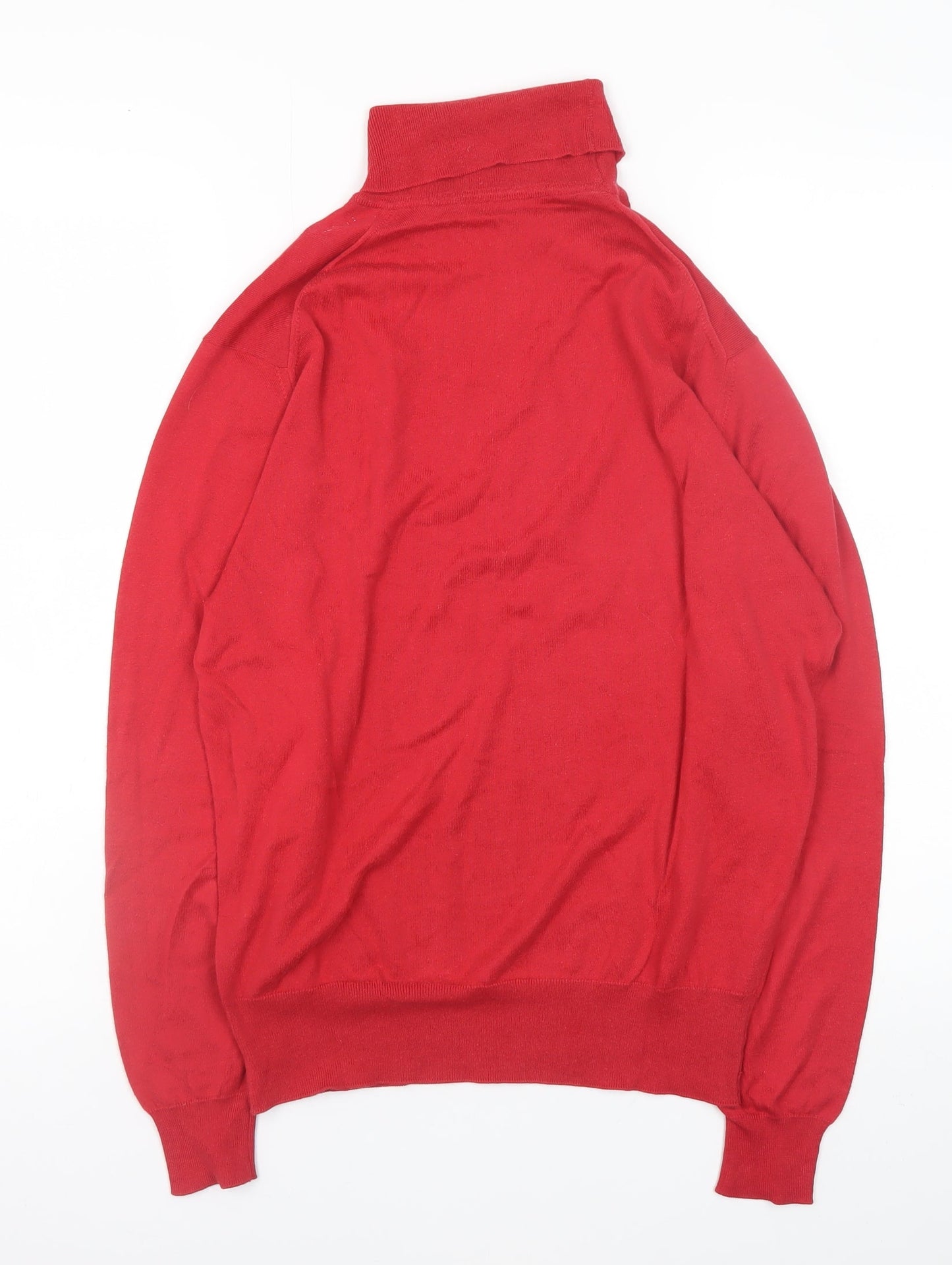 Jaeger Women Red Roll Neck Cotton Jumper Size 10