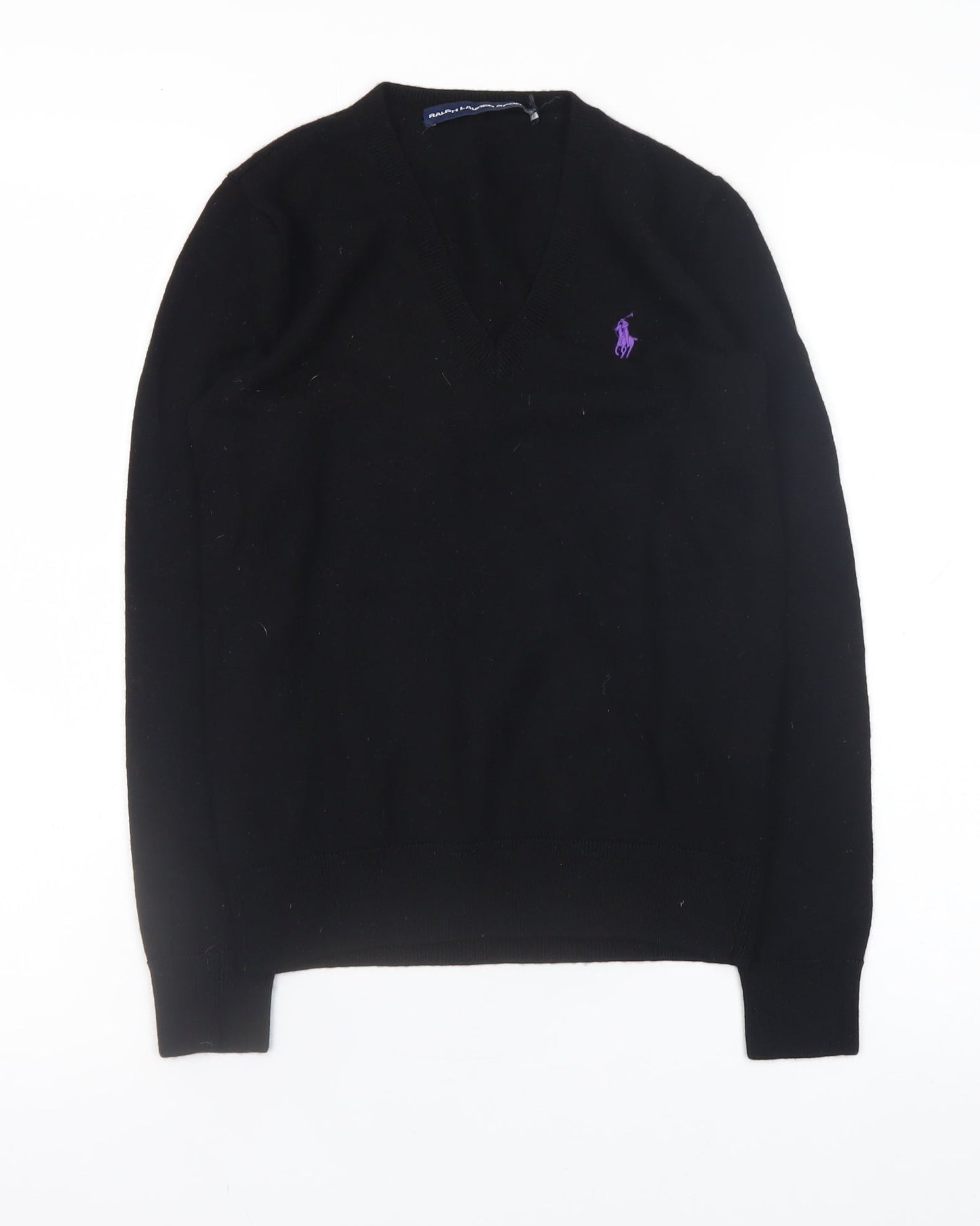 Ralph Lauren Men's Black V-Neck Merino Wool Jumper M