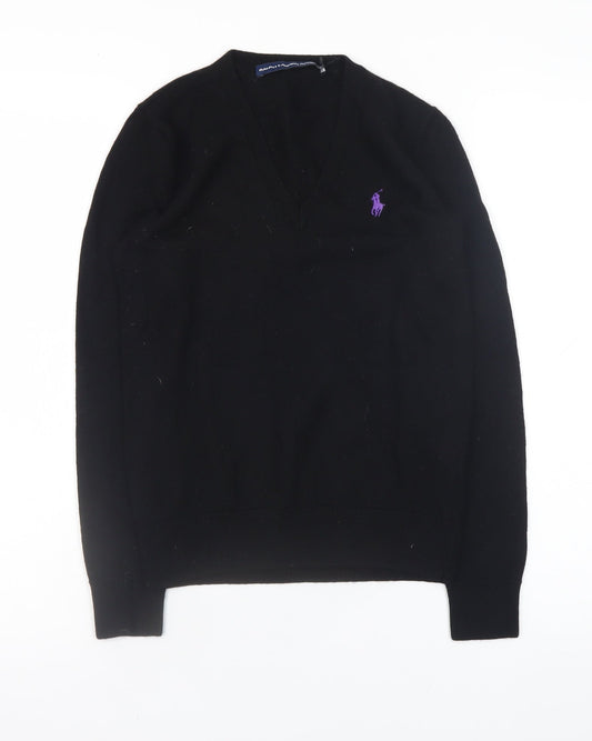 Ralph Lauren Men's Black V-Neck Merino Wool Jumper M