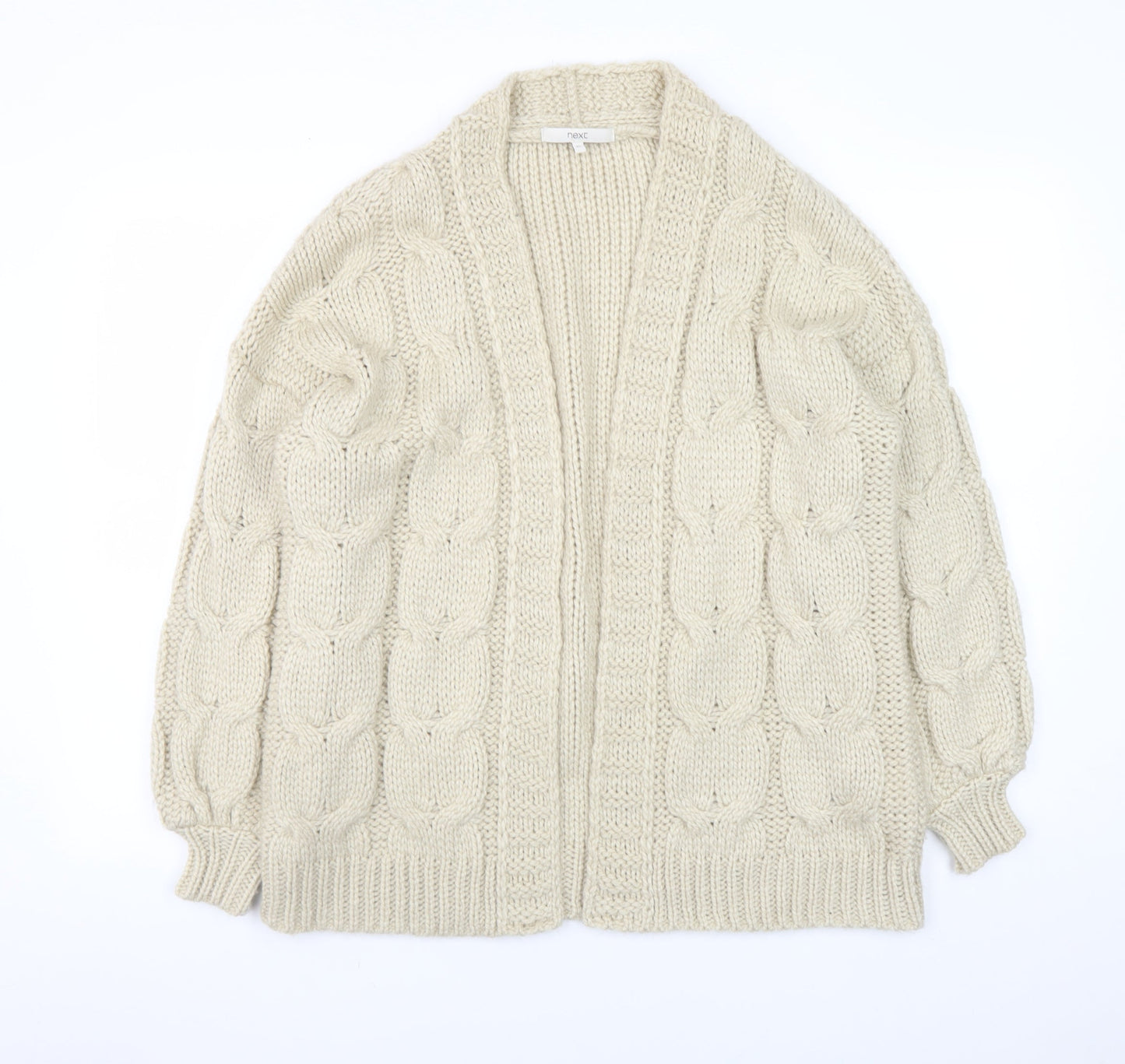 Next Women Ivory Cable-Knit Open Cardigan XS Acrylic Winter Jumper
